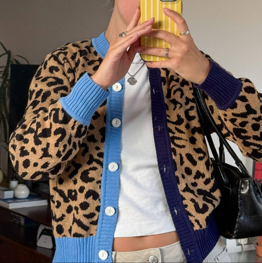 Leopard Print Cotton Cardigan