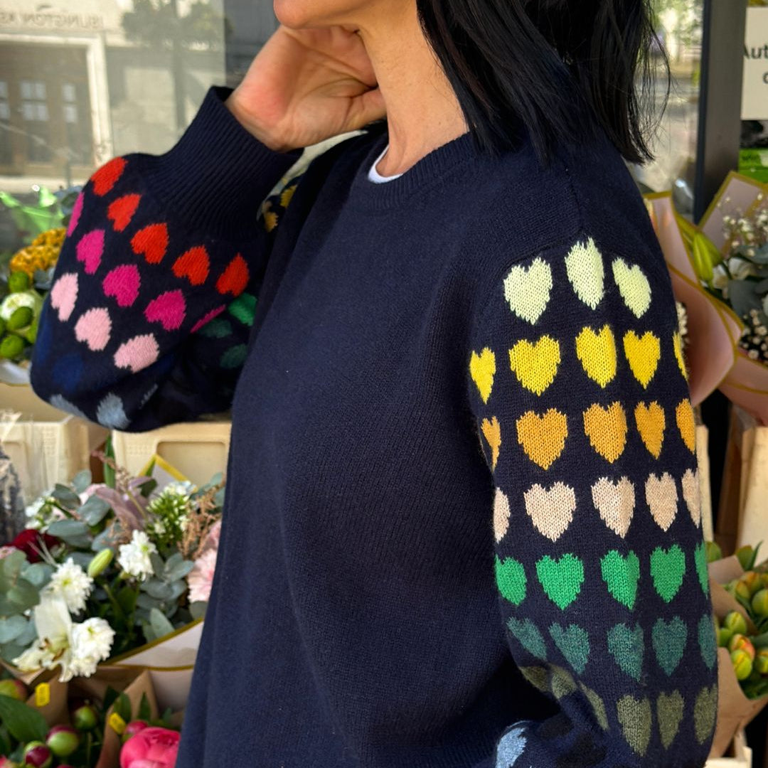 Rainbow Heart Sleeve Sweater