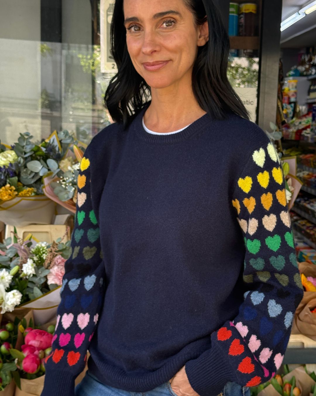 Rainbow Heart Sleeve Sweater
