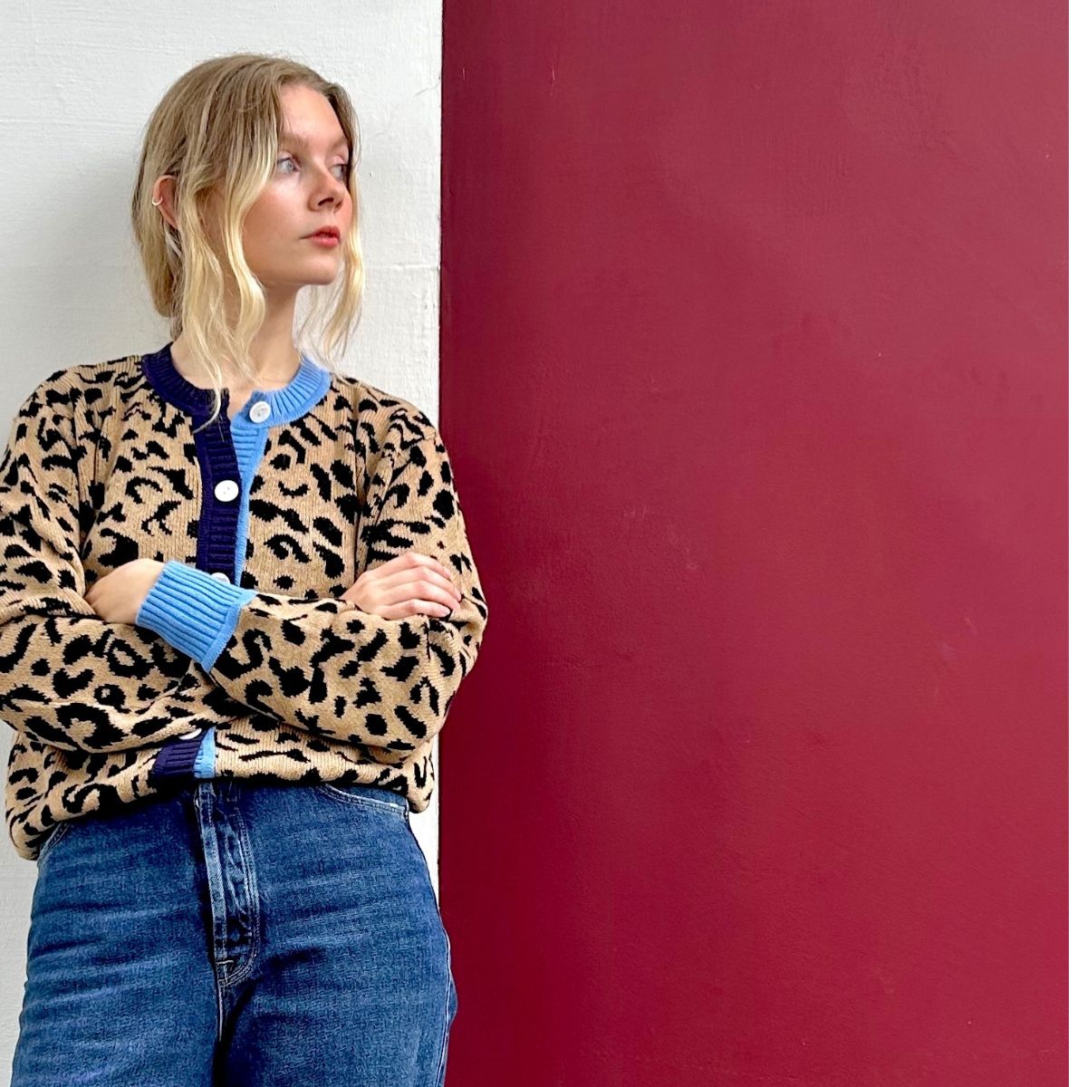 Leopard Print Cotton Cardigan