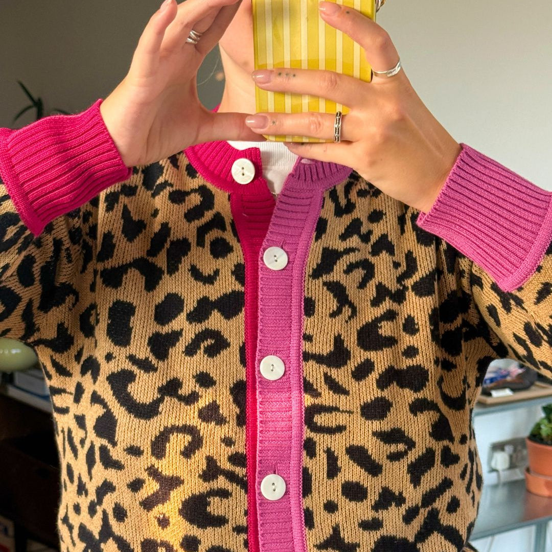 Leopard Print Cotton Cardigan