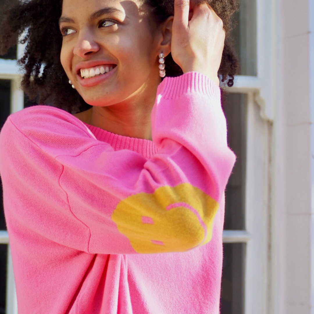 Smile Patch Cashmere Blend Sweater - LAST CHANCE