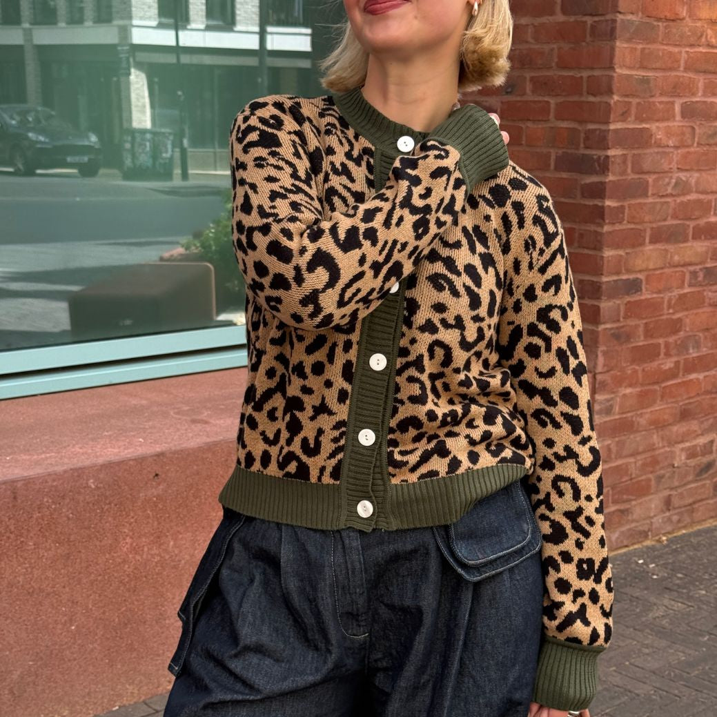 Leopard Print Cotton Cardigan
