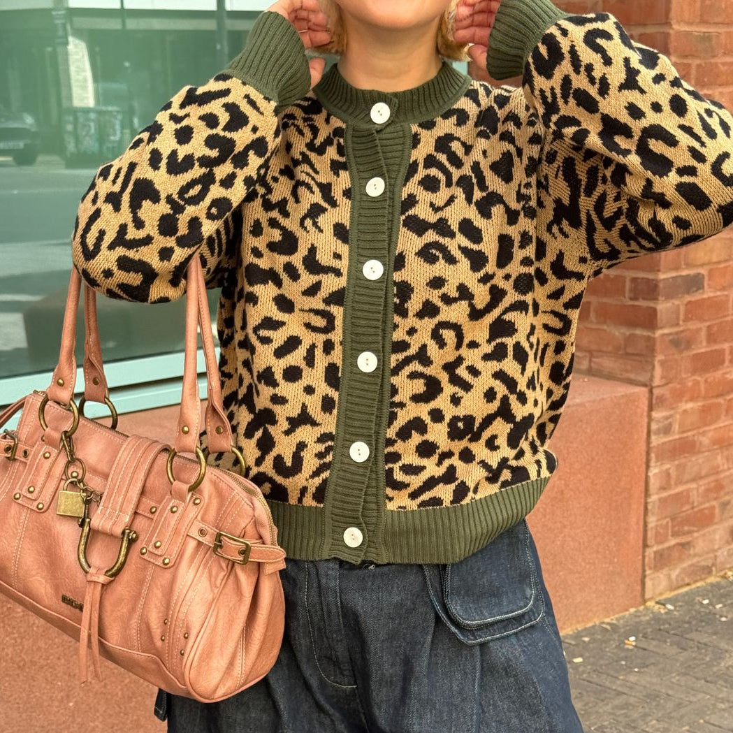 Leopard Print Cotton Cardigan