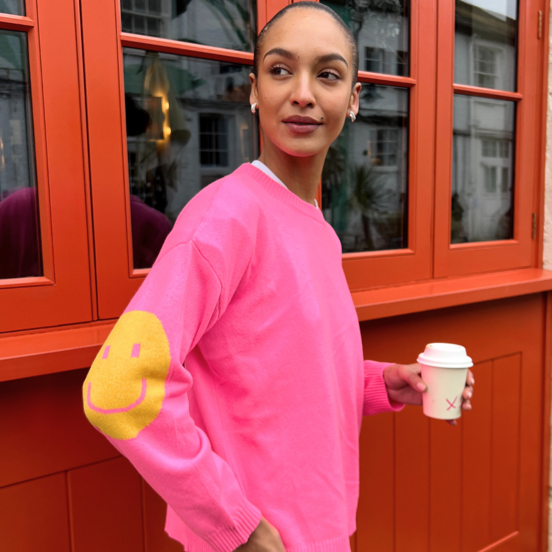 Smile Patch Cashmere Blend Sweater - LAST CHANCE
