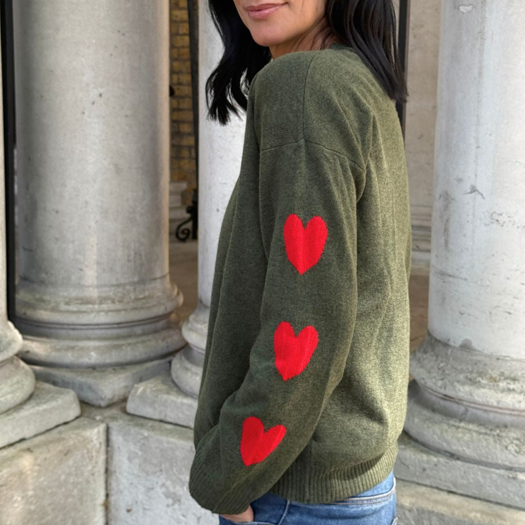 Heart Sleeve Cashmere Blend Sweater