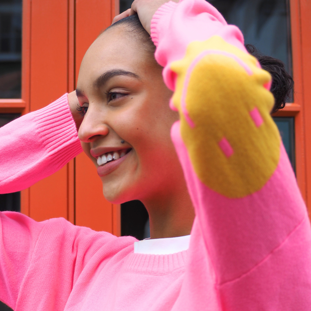 Smile Patch Cashmere Blend Sweater - LAST CHANCE