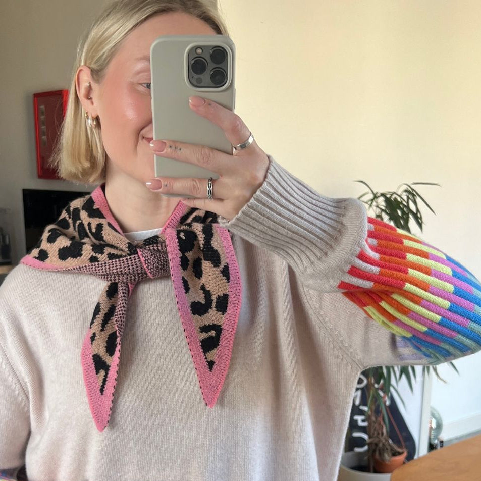 Leopard Cashmere Blend Triangle Scarf