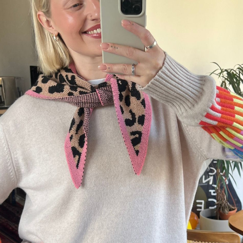 Leopard Cashmere Blend Triangle Scarf