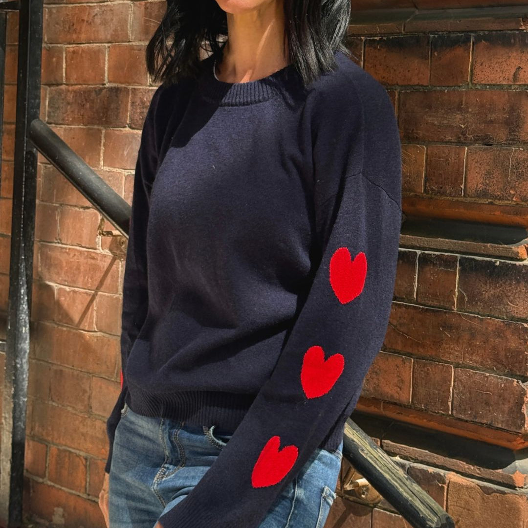 Heart Sleeve Cashmere Blend Sweater