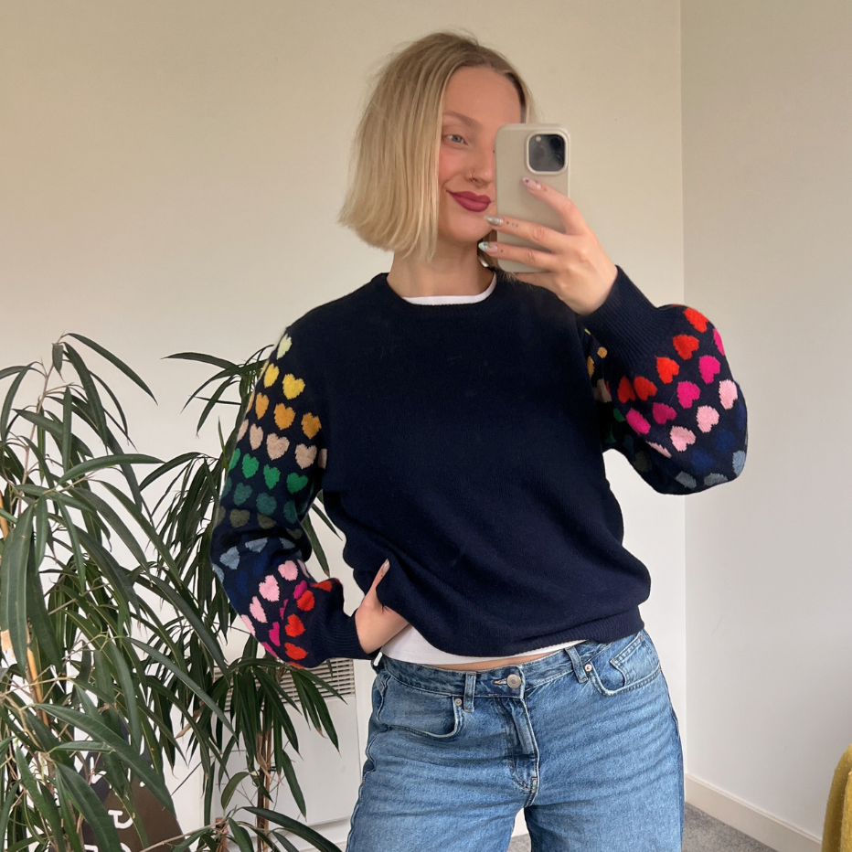 Rainbow Heart Sleeve Sweater