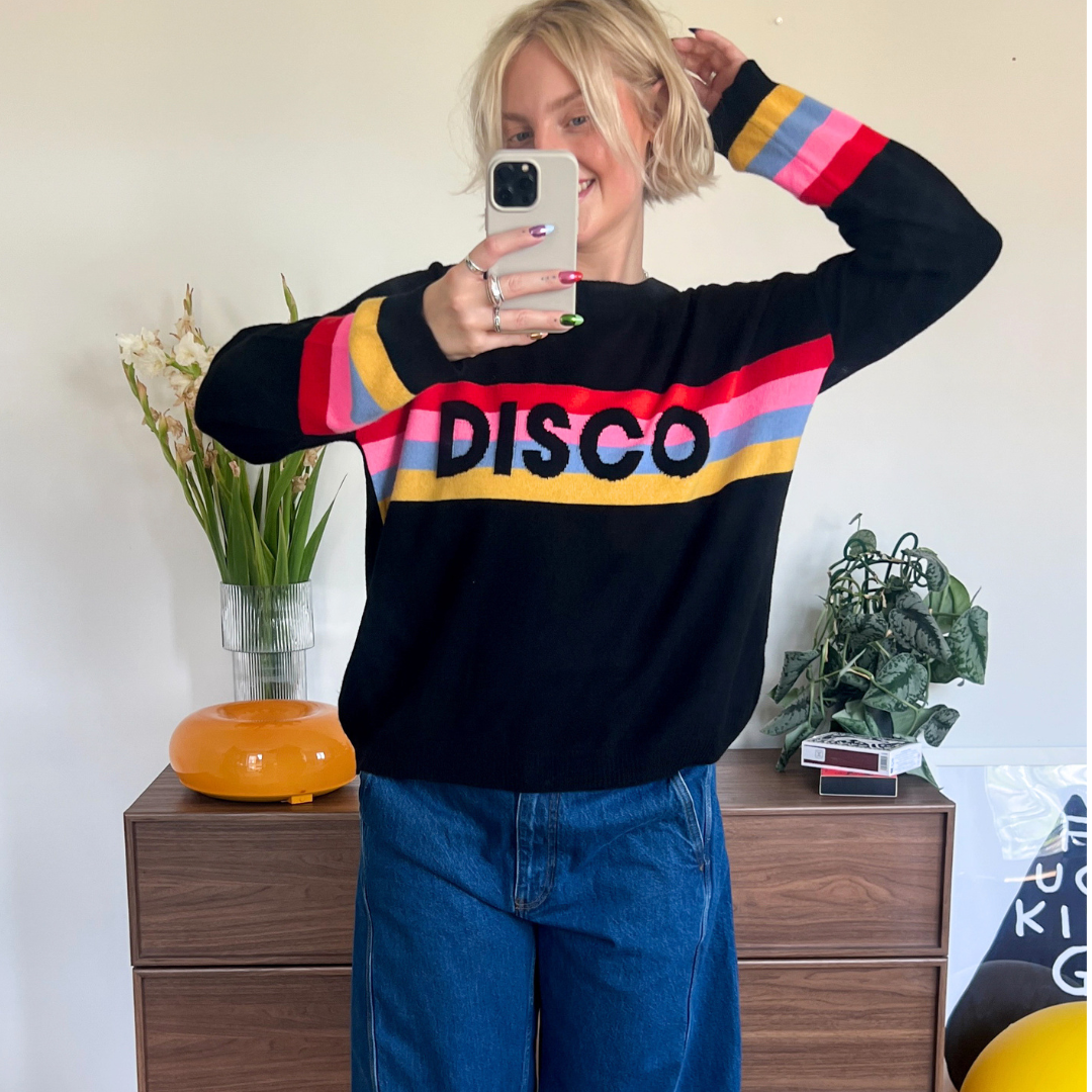 Disco Slogan Cashmere Blend Sweater - PRE ORDER