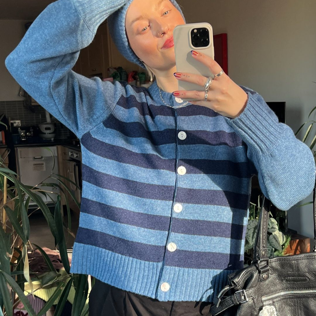 Chunky Stripe Cashmere Blend Cardigan