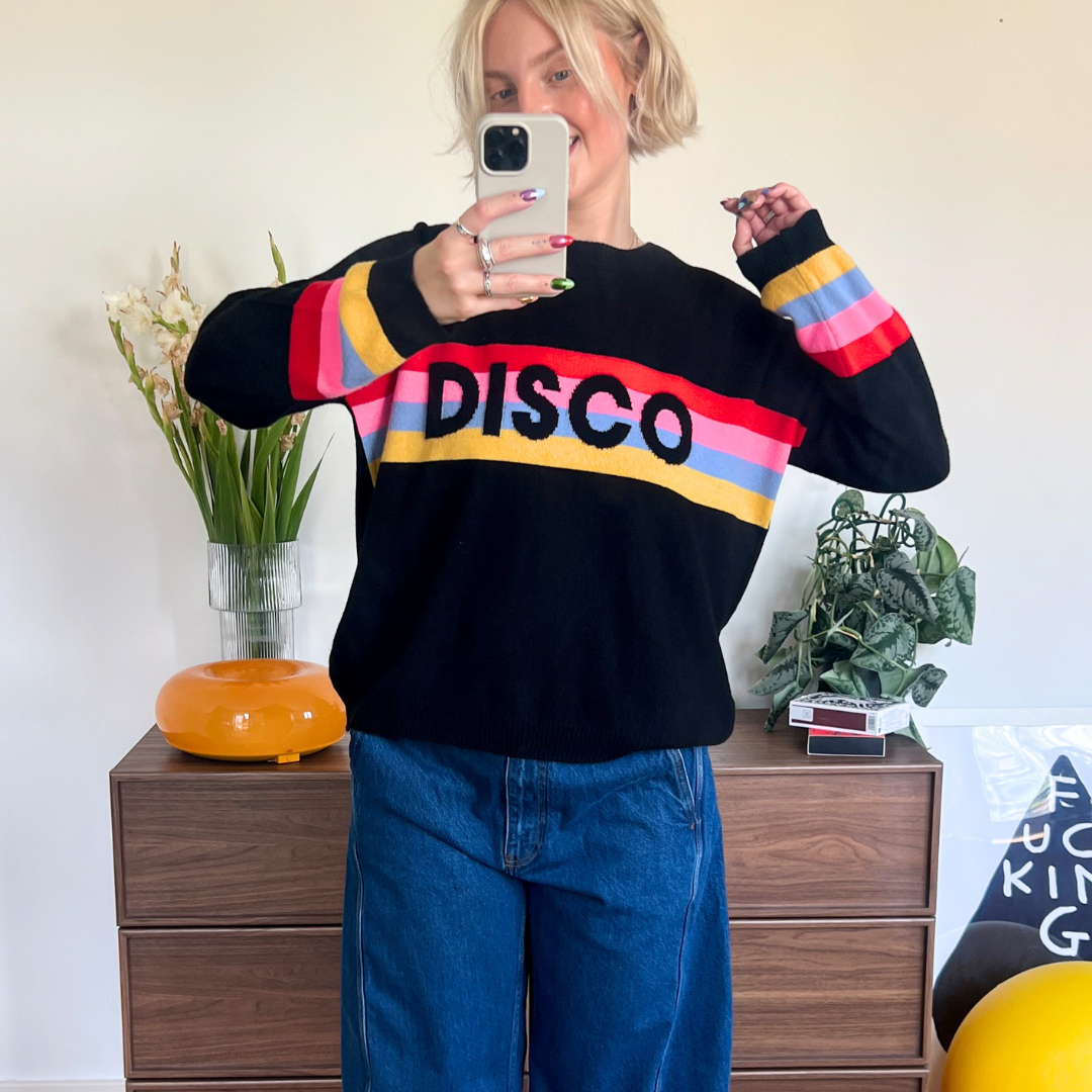 Disco Slogan Cashmere Blend Sweater