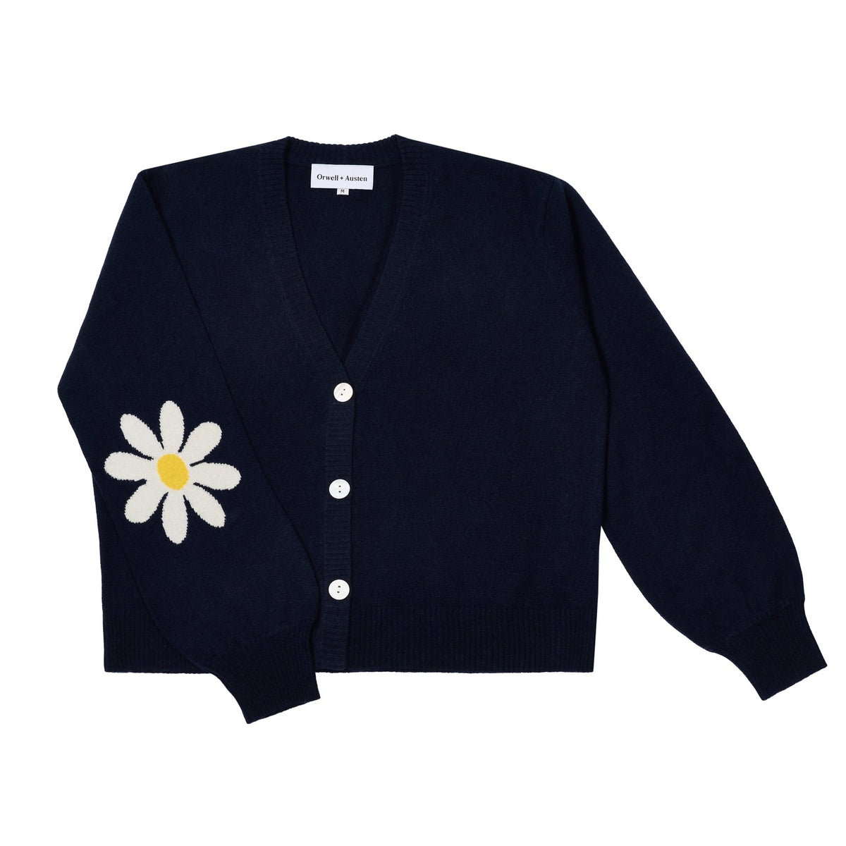 Daisy Sleeve Cashmere Blend V-Neck Cardigan