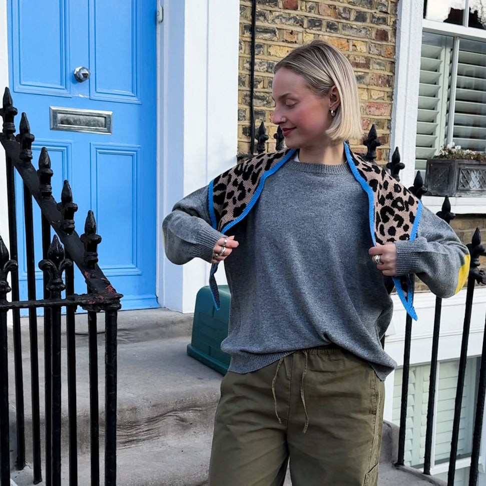 Leopard Triangle Cashmere Blend Scarf