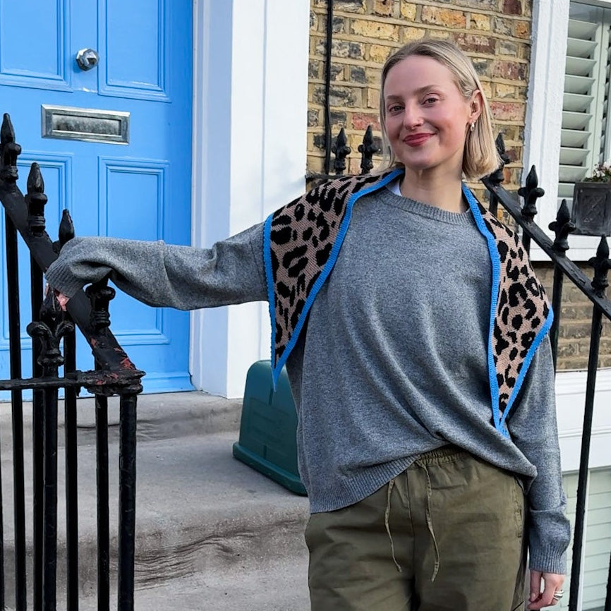 Leopard Triangle Cashmere Blend Scarf - PRE ORDER