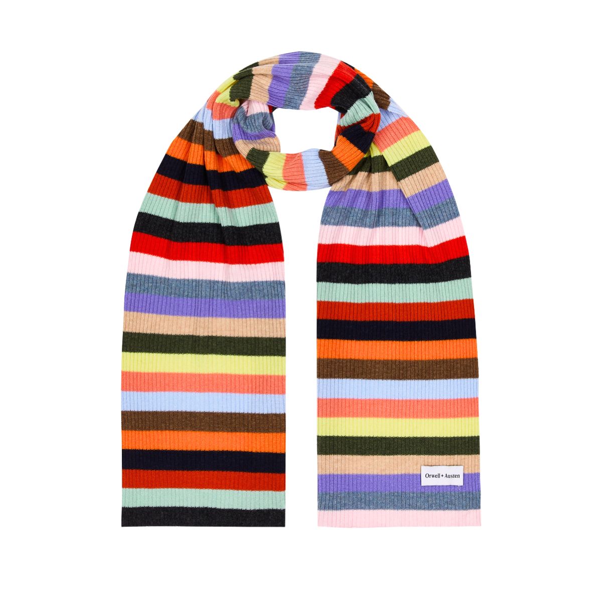 Rainbow Ribbed Cashmere Blend Scarf