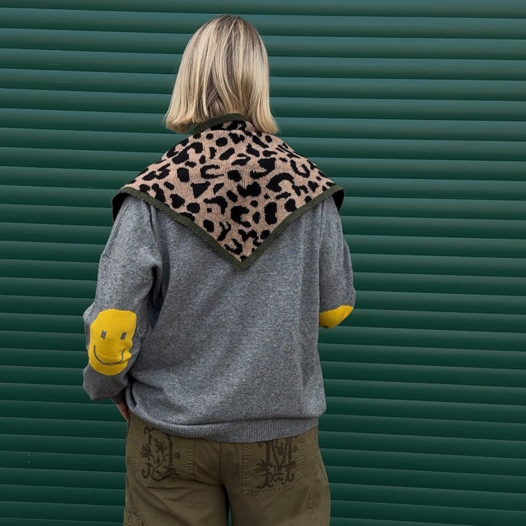 Leopard Cashmere Blend Triangle Scarf