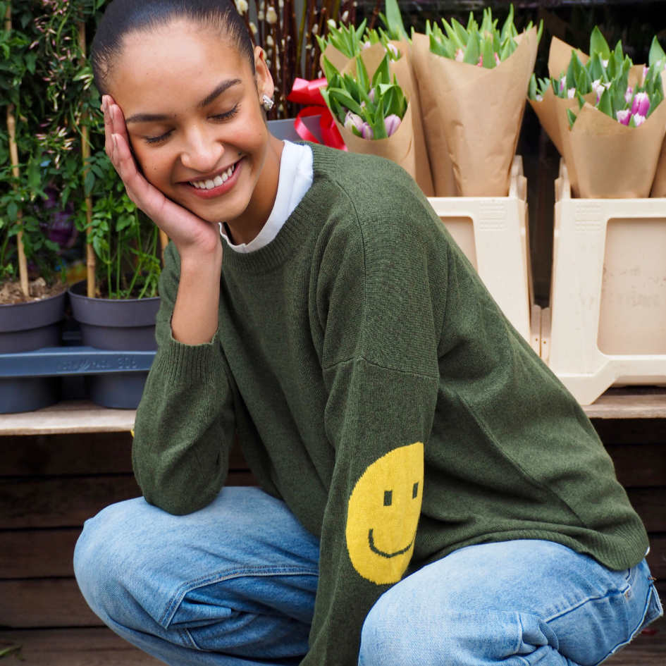 Smile Patch Cashmere Blend Sweater