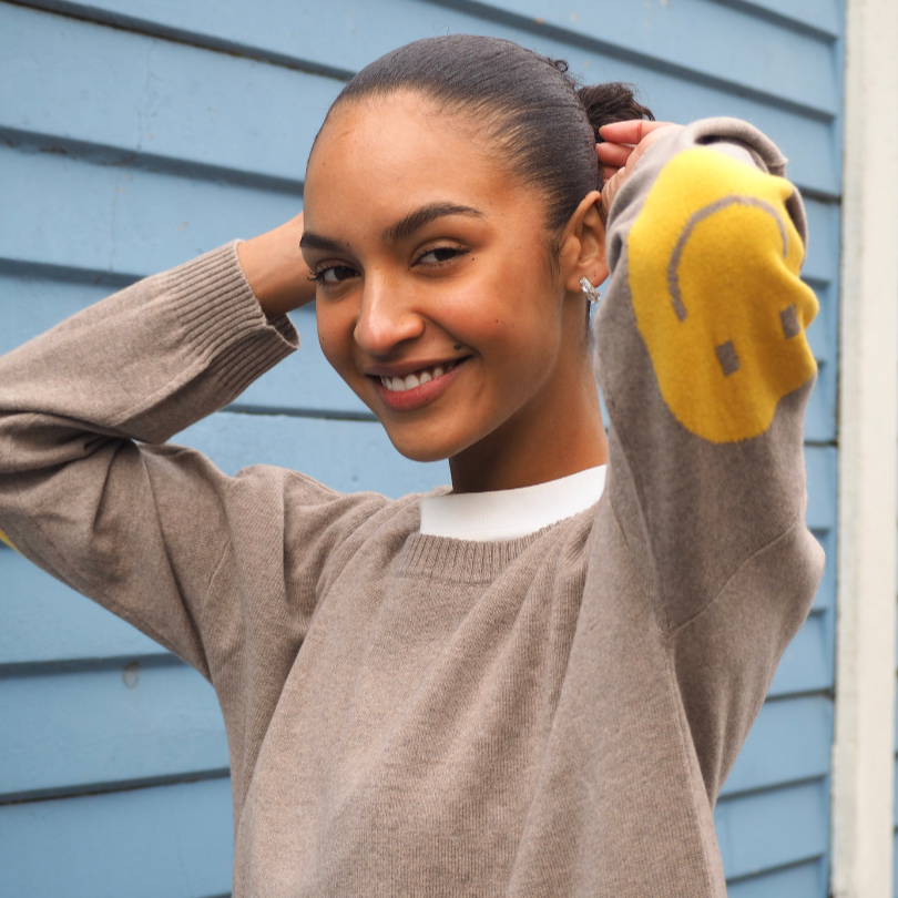 Smile Patch Cashmere Blend Sweater