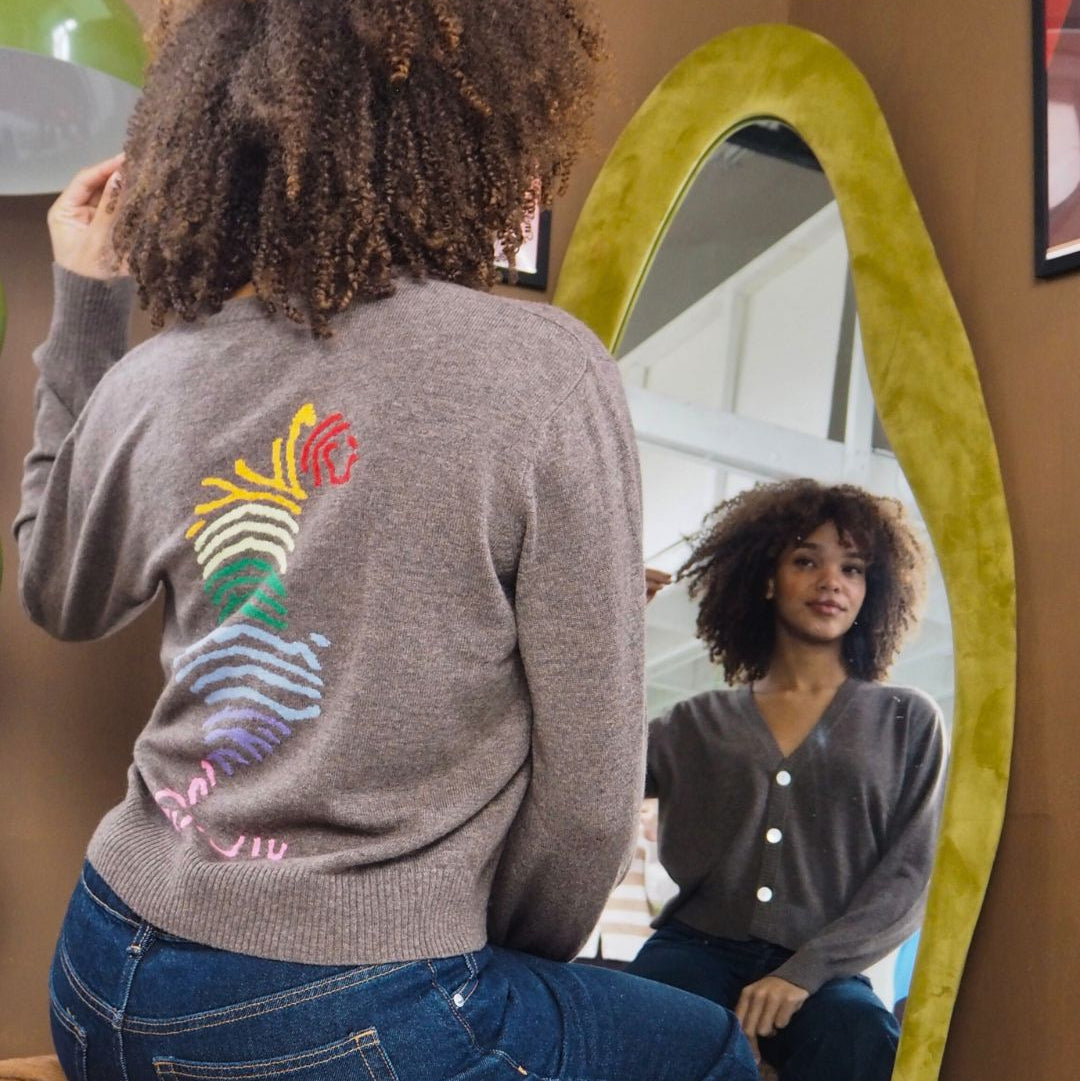 Rainbow Tiger V-neck Cardigan