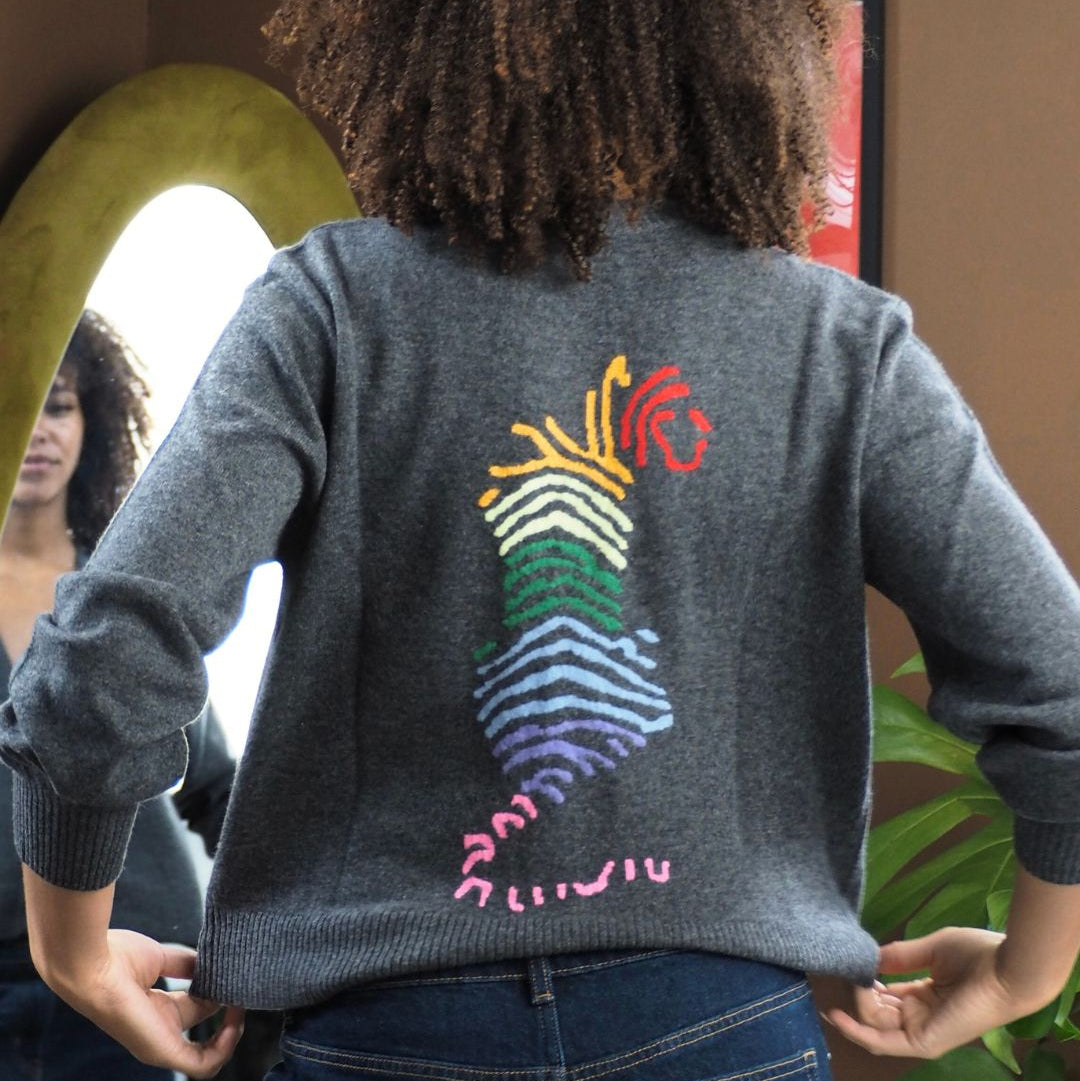 Rainbow Tiger V-neck Cardigan