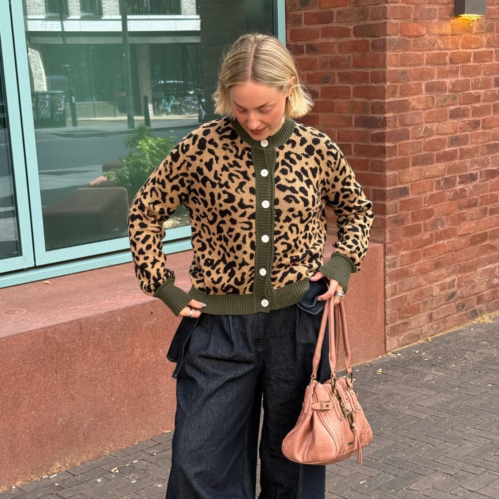 Leopard Print Cotton Cardigan