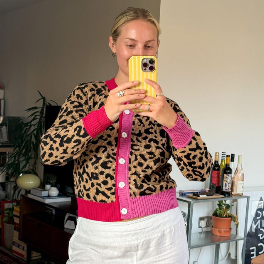 Leopard Print Cotton Cardigan