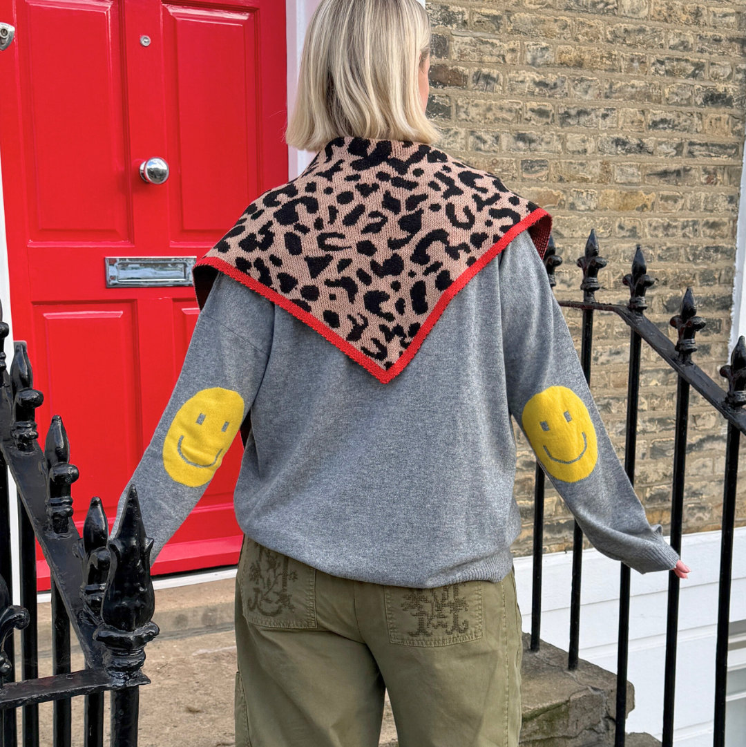 Leopard Triangle Cashmere Blend Scarf