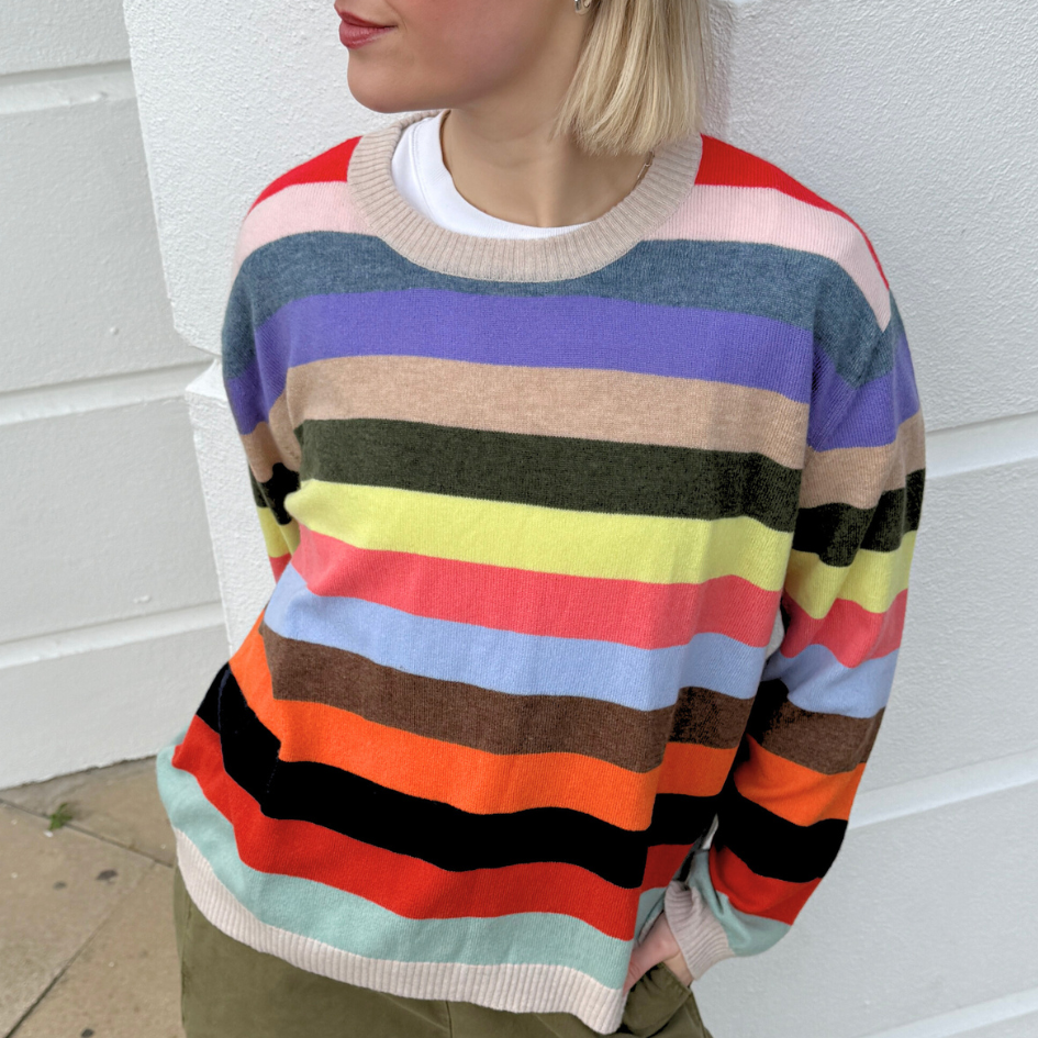 Rainbow Stripe Cashmere Blend Sweater - PRE ORDER
