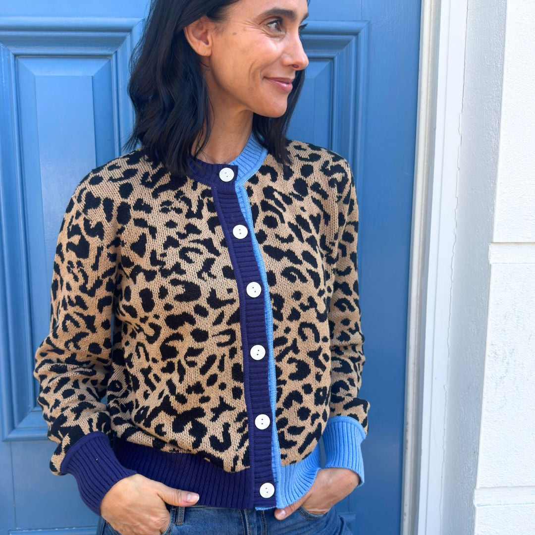 Leopard Print Cotton Cardigan