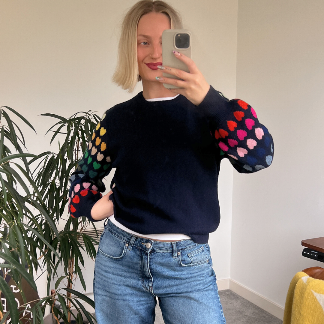 Rainbow Heart Sleeve Sweater