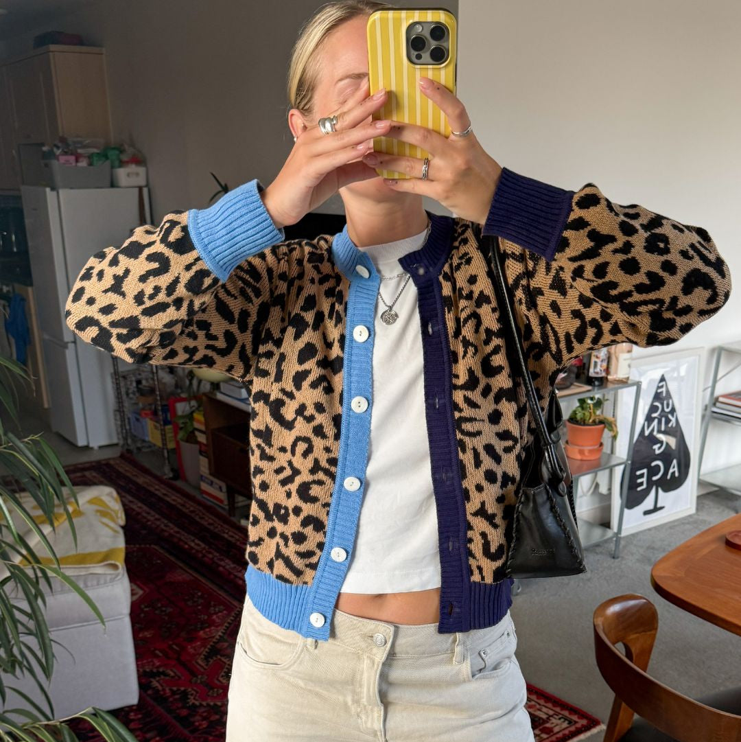 Leopard Print Cotton Cardigan