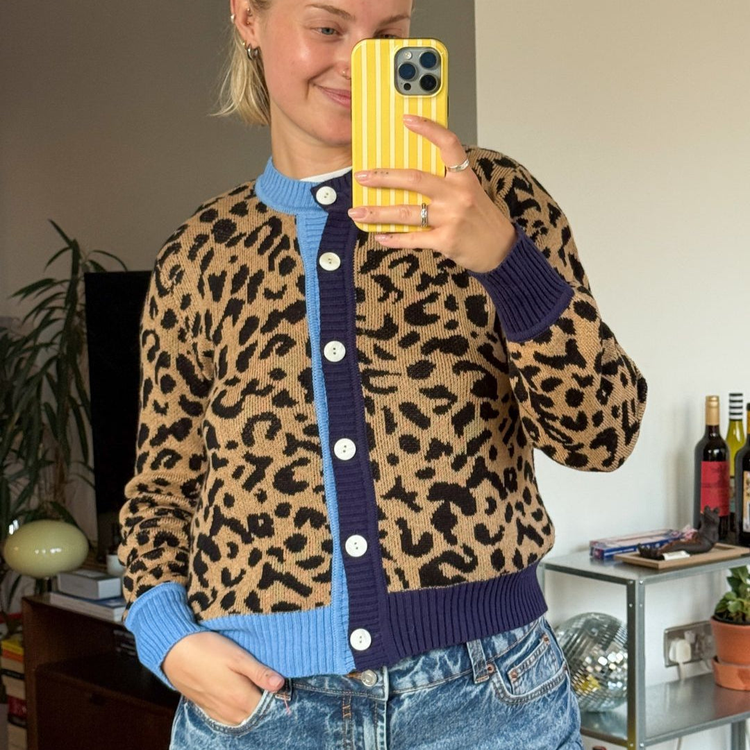 Leopard Print Cotton Cardigan