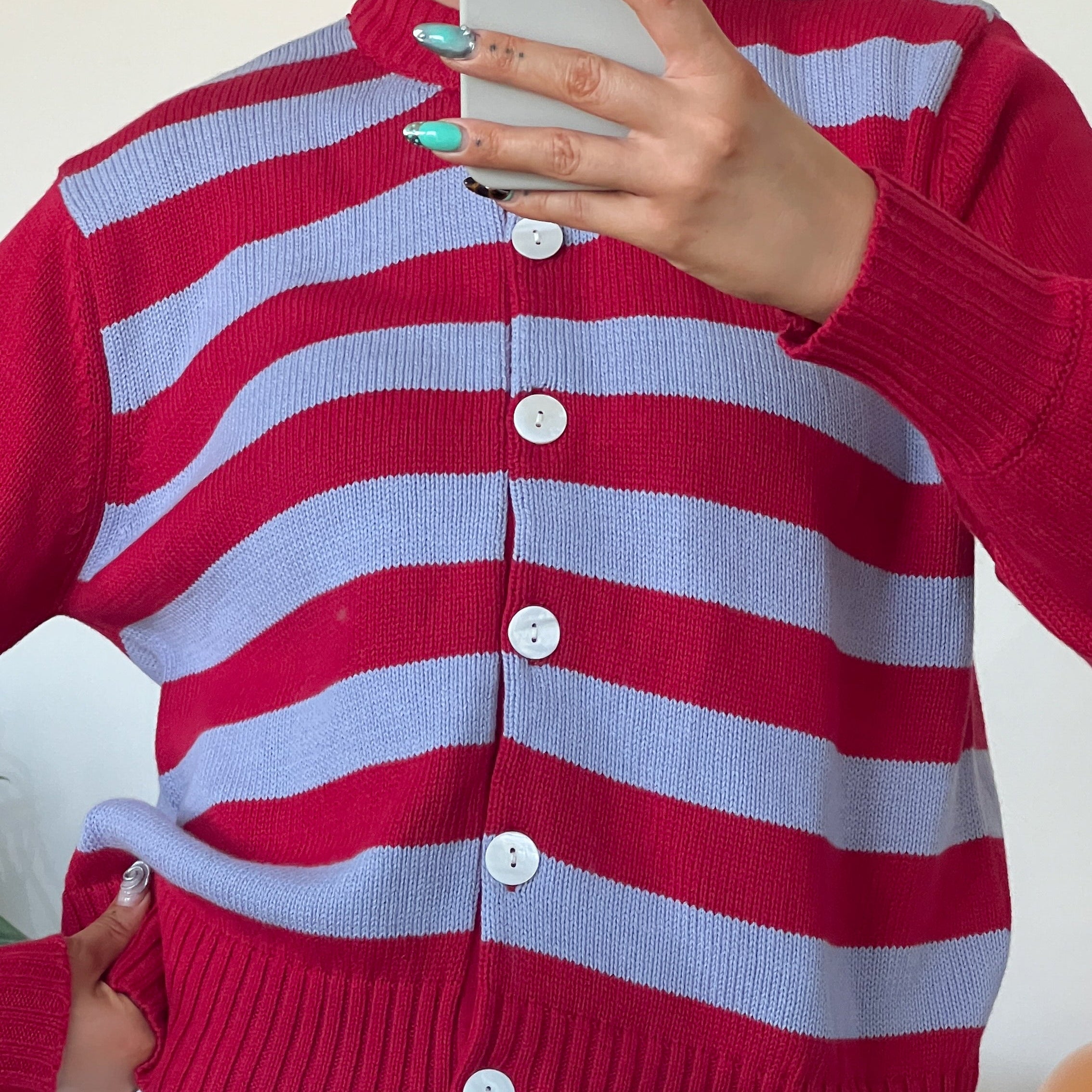 Stripe Chunky Cotton Cardigan - PRE ORDER