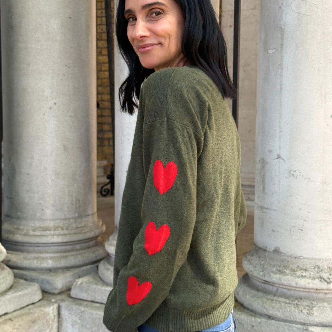 Heart Sleeve Cashmere Blend Sweater