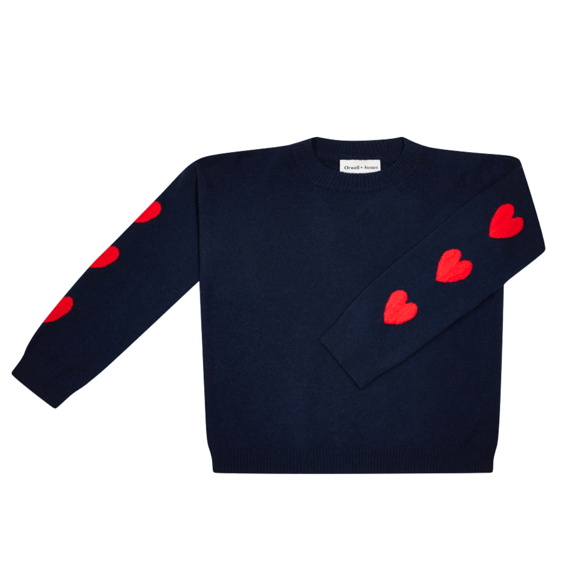Heart Sleeve Cashmere Blend Sweater - Navy - PRE ORDER