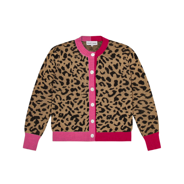 トップス 22AW COOHEM LEOPARD TWEED CARDIGAN Featherweight Cashmere Cardigan Sweater In Leopard For Women