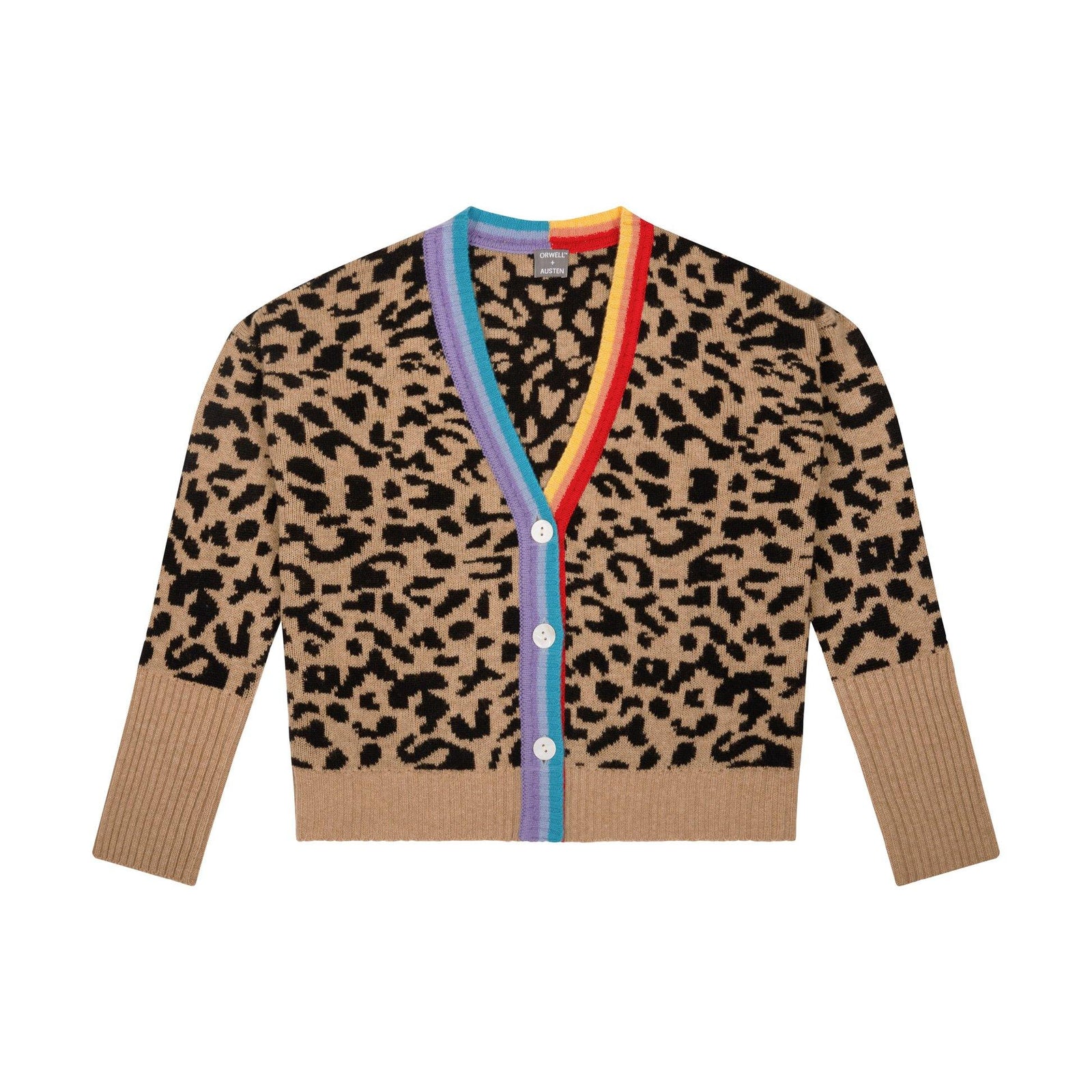 Leopard Print Cashmere Mix Body Hug - Blue main image 1