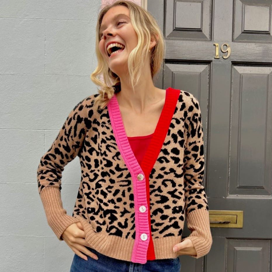 Women's Neutral Leopard Cardigan | Ethical Cashmere | Orwell + Austen